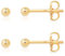DTPsilver® 2 Paires de Clous/Puces d'Oreilles en Argent Fin 925 Plaqué Or Jaune - Forme de Boules - Mini - Diamètre: 2 mm