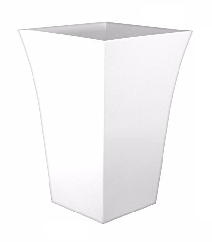 2 x WHITE Plastic Large Plant Pots Indoor Outdoor Garden Tall Square Planters