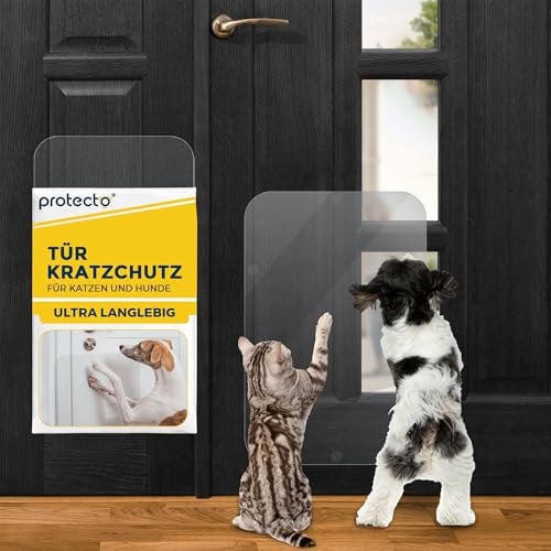 PROTECTO Ultra Durable Door Protector for Dogs – 45x30 cm Clear Cat Scratch Protector | Easy to Install Anti Scratch Door Guard for Dogs and Cats - Protection for Furniture, Walls and Windows