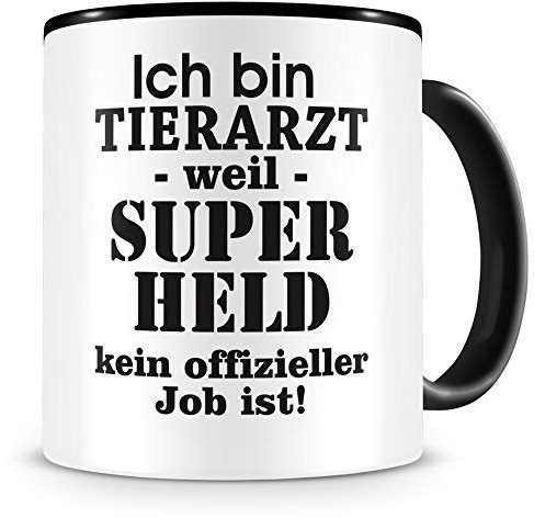 Samunshi® Tierarzt Tasse mit Spruch Geschenk für Tierarzt Mann Frau Kaffeetasse groß Lustige Tassen zum Geburtstag schwarz 300ml