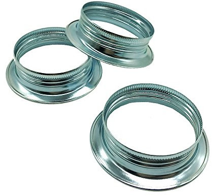 10x Schraubring E27 Metall verzinkt chrom f. Lampen-Fassung Ring Höhe 15mm für Lampen-Schirm oder Glas-Elemente Gewindering Fassungsring