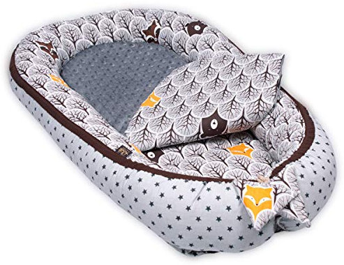 PALULLI Babynest, multifunktionales Kuschelnest mit Weiches zusätzlicher Matratze, Kokon, Nestchen, Babybett, Reisebett für Neugeborene, 100% Baumwolle Oeko-TEX, HERGESTELLT IN DER EU (Wald Grau)