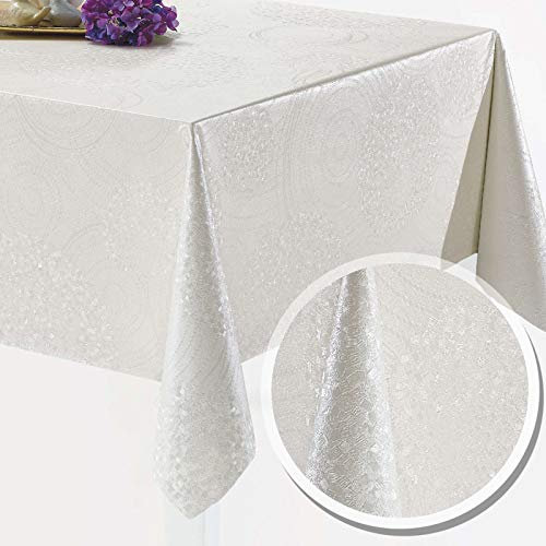 Melody wachstischdecke grau 240 x 140 cm eckig Geprägt Weiss #3036-01