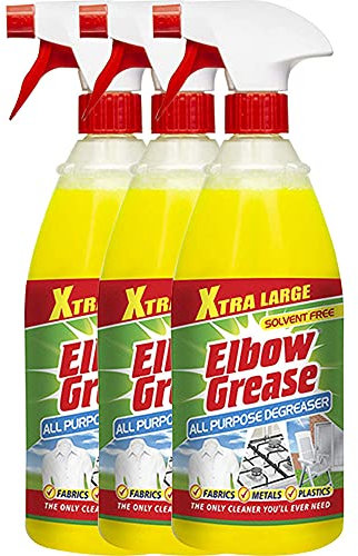 Elbow Grease Degreasers and Cleaners - Suitable for Removing Stains from Glass, Microwave, Kitchenaries, Bathroom, Fabrics, Plastics with Fresh Lemon scented Formula (1 Liter) (Pack of 3)