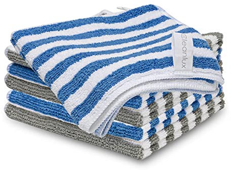 CLEANLUX Microfibre Cleaning Cloths – Commercial Grade 32 x 32cm – 6 Pack - Multi-functional, Reusable, Tough, Lint Free, Ultra Soft & Scratch Free - Premium Microfiber Cleaning Towels (Pack 6)