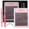 Cluster Eyelash Extensions Kit, 144Pcs D Curl Mix 9-15mm Invisible Bottom Wide Stem Lashes with Lash Bond & Seal & Applicator, Soft Natural False Eyelashes, DIY Individual Lashes at Home (T02 Kit)