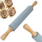 Retoo Rouleau a Patisserie en Silicone, Poignées Bois, Antiadhésif Surface, pour la Cuisson de Pizzas, Pate, Gateau, Pâtes, Ustensiles Cuisine, 38 cm, Gris