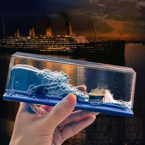 Asslye Unsinkbares Boot in Einer Box, Thousand Sunny Fluid Drift Flasche, Piratenschiff Modellspielzeug, Cartoon Schiff Modell Ornament, Schreibtisch/Auto-Dekoration