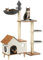 Happy & Polly Moderno Árbol para Gatos de Interior - Torre de Madera de 45 Pulgadas Con Postes Rascadores de Sisal, Casa, Almohadillas Extraíbles