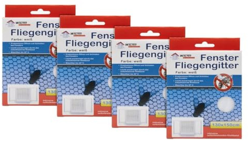 laro Fenster Fliegengitter weiß 4/8/16/24/48/72/96 STK Insektenschutz/Pollenschutz ohne Bohren, Muster:Weiß, Anzahl:8