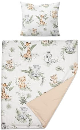 Baby Comfort 2 Piece Duvet Cover & Pillowcase 80x70 cm Set for Crib, Cradle or Pram (Safari)
