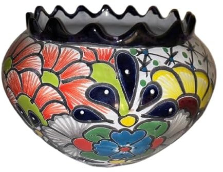 Blumentopf Colima PICO dunkelblau klein, aus Mexiko, Kunsthandwerk, Talavera