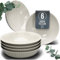 Set de 6 Assiettes à Soupe en Grès – Design HYGGE Scandi - Assiettes Creuses Grandes pour Pâtes avec Design Rainuré - Vaisselle Pure Living en brun clair