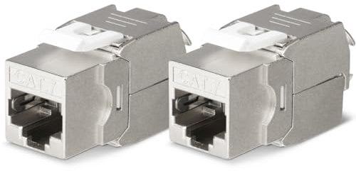 OFFCUP Keystone Jack, 2PCS Cat7 RJ45 Shielded Keystone Coupler, Female to Female Ethernet Module In-Line Coupler Reusable Zinc Alloy Modular Jack Ethernet Cable Extender Adapter