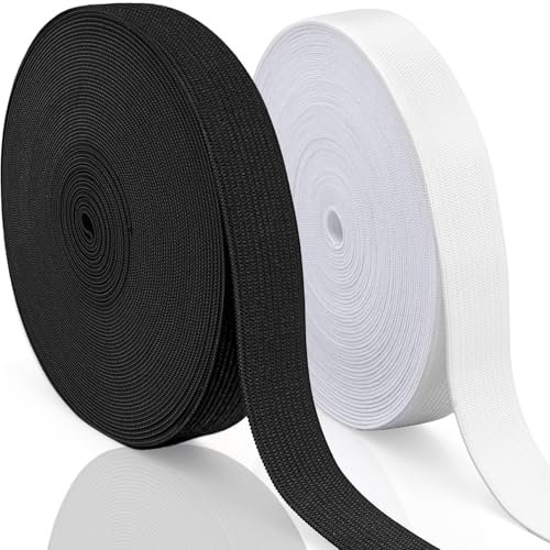 Aerzouser 20m Elastisches Band, Gummiband Nähen Schwarz Weiß, Gummiband 20mm,Gummiband zum Nähen,Hosengummi 2cm,Gummiband für Hosenbund, Gummizugband für Hosengumm (2cm)