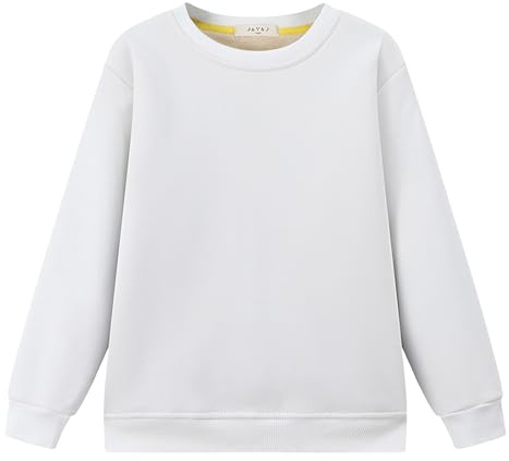amropi Bambino Ragazzi Felpe Senza Cappuccio Fodera in Pile Maglione Sherpa Pullover Invernale Sweatshirt Bianco, 5-6 Anni
