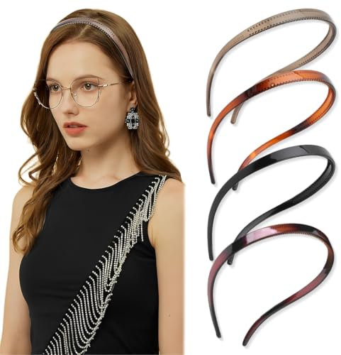 GGUFAY Serre-Tête Femme 3 Pièces Anti-Douleur - Bandeau Fin Anti-Dérapant pour Lunettes, Mat et Dentelé