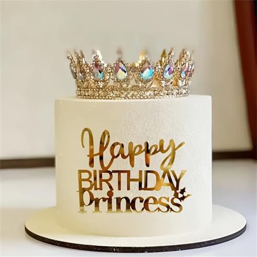HQKJGSYX Happy Birthday Princess Cake Topper Queen Cupcake Toppers Acryl Golden Princess Toppers Geburtstag Kuchen Dekoration für Hochzeitstag Verlobung Brautdusche Prinzessin Party Dekorationen