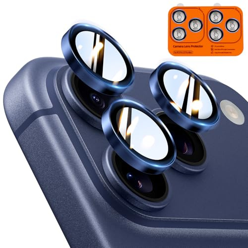 TOCOL für iPhone 17 Pro Max / 17 Pro Kameraschutz, 2 Sets, Blau | Einfache Montage, Ultra HD Camera Cover, 9H Stoßfest Kratzfest, Hüllenkompatibel, Kameraschutz für iPhone 17 Pro / 17 Pro Max