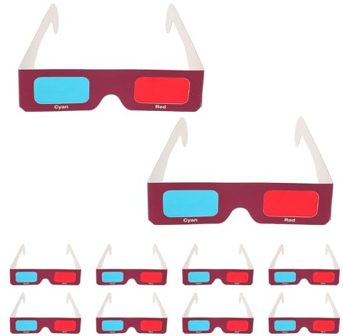 OKUMEYR 10pcs Classic Disposable Paper Glasses for Movies Tv Shows Red Blue Lens Glasses Eyewear for Boys and Girls Science Party Favors
