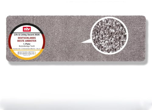 Rutschfeste Schmutzfangmatte innen waschbar - Grau 80 x 200cm (Rechteckig) | Saugfähige Sauberlaufmatte Innenbereich Entra SAUGSTARK pflegeleicht Sauberlaufmatte 100% Baumwolle Türmatte robust Fußmatte