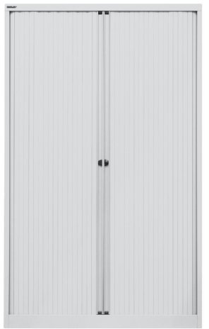 BISLEY Rollladenschrank EuroTambour, 4 Fachböden, 5 OH, B 1200 mm, Farbe Korpus lichtgrau, Rollladen lichtgrau