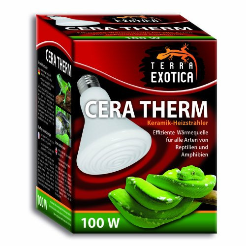 Terra Exotica Keramik Heizstrahler - Cera Therm 100 Watt mit E27 Gewinde - Terrarium Wärmelampe für Reptilien, Chamäleons, Bartagamen, Schildkröten, Spinnen - Heizlampe für Küken, Wachteln