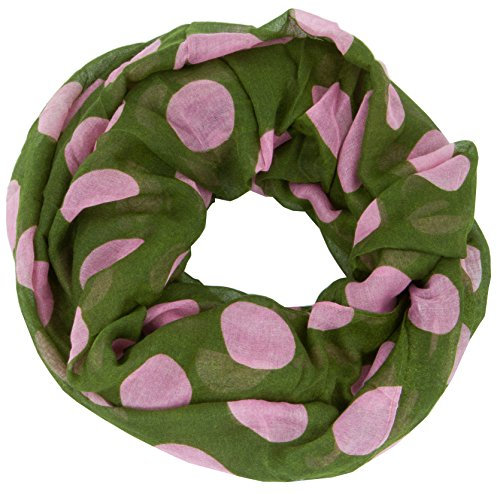 AvaMia Loop Schal Schlauchschal mit Punkte gemustert 80 x 170 cm, Dunkelgrün