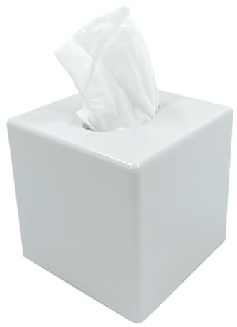 Chabrias Ltd White Facial Tissue Box Cube Holder Decorative Napkin Tissue Dispenser for Home, Bathroom, Office, Hotel, Catering, Restaurant – Stylish Square Cover Case