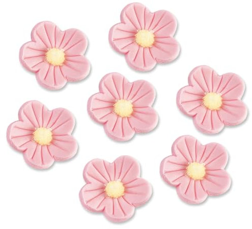 Günthart 24 Stück rosa Zuckerblumen | essbare Feinzuckerblumen in Blütenform | Zuckerdekoration
