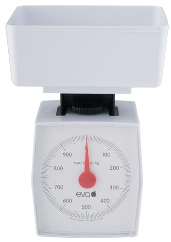 Bilancia meccanica per diete – Precisione fino a 1kg – Graduazione 5g – Bianco – Corpo resistente in ABS