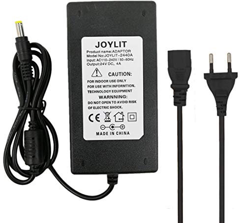 JOYLIT 24V Netzteil 4A 96W Transformatoren AC 110-240V bis DC 24 Volt Trafo Stromversorgung Adapter 5.5 x 2.5mm Stecker für LED Streifen Licht Überwachungskameras