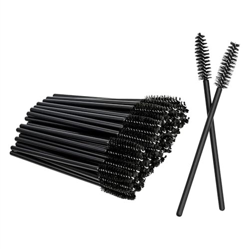 G4GADGET 50PCS Disposable Mascara Wands – Black Eyelash Brush Spoolies for Lash Extensions & Eyebrow Grooming – Makeup Applicator Tools for Professionals & Daily Use