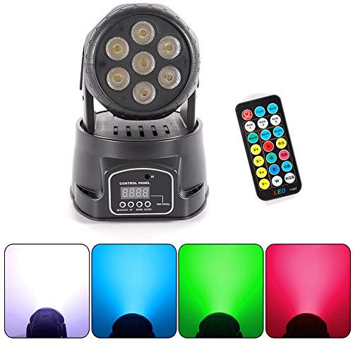 7 × 10W RGBW 4 in 1 LED Moving Head Bewegliche Bühnenlicht (DMX512, Fernbedienung, Master/Slave, Stand-alone-Blitz, automatisch) Moving Heads Lixada, Lichteffekt, DJ Effekt,Bühnenbeleuchtung