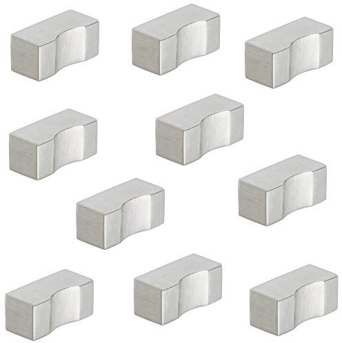 Gedotec Möbelknopf Edelstahl Schrank-Knopf mit Griff-Mulde für Schublade - H10056 | Edelstahl Möbelgriff Küche 12 x 25 mm | Design-Knopf eckig | 10 Stück - Möbel-Knäufe mit Möbelschrauben