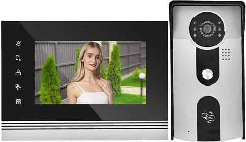 Video Door Phone Doorbell Wires Video Intercom Monitor 7 Color LCD Wired Door Bell Home Security System with Night Vision and Push Button HD Camera(UK)