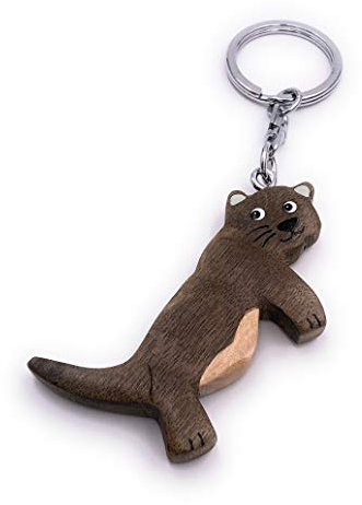 H-Customs Katze niedlich Haustier dunkel Holz Edel Handmade Schlüsselanhänger Anhänger