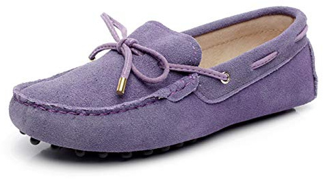 Jamron Donna Classico Scamosciato/Tessuto Papillon Penny Loafers Comodo Fatto a Mano Mocassini Pantofola
