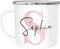 SpecialMe® Emaille-Tasse mit Namen Buchstabe Emaille-Becher Monogramm Initiale personalisierte Geschenke Namensaufdruck weiß-metall Emailletasse