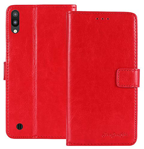 TienJueShi Rojo Retro Premium Función de Soporte TPU Silicona Funda Caso Teléfono Case para ZTE Blade A5 2020 6.09 Inch Carcasa Proteccion Cuero Cover Etui