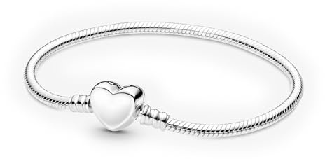 PANDORA Moments gravierbarer Herz-Verschluss Schlangen-Gliederarmband 599206C00 Damenarmband