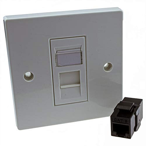 kenable Through Coupler Faceplate Cat6 1 Port RJ45 Socket Network UK Plate