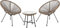 EVRE Goa Natural Acapulco Styled Egg Shape Conversational Garden Furniture Bistro Patio Outdoor Set For Balconies Gardens Terraces 2 Chairs 1 Glass Top Table