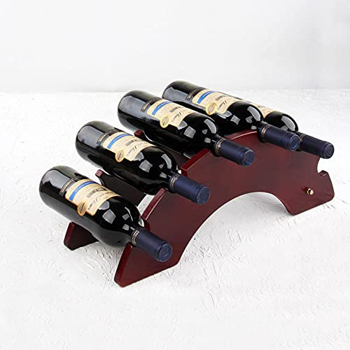 Portabottiglie 6 Bottiglie di Vino Legno Modulare Design Vintage Porta Bottiglie Verticale per Cantina Vini Tavola Credenza Arredo Casa Piccolo Scaffale Rosso Marrone