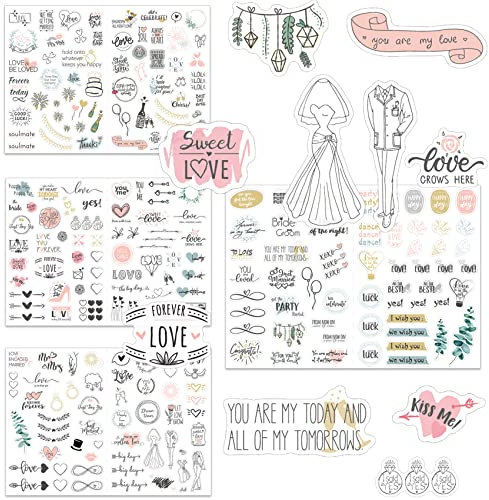 Rnitle Sticker Hochzeit Gästebuch (4 Bögen,230 Motive),Gästebuch Hochzeit Sticker, Aufkleber für Gästebuch,Fotoalbum,Geburtstagskarten & Geschenke,Wedding Deko mit Herz
