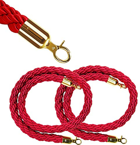 Personenleitsystem Absperrkordel 2 Schlangenbarriere-Twist-Seil Mit Gold-/Silberverschlüssen, Nylon-Warteschlangenteiler-Massenkontrollstützenseile für Autoshows, Veranstaltungen Auf Dem Roten Teppich