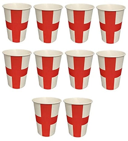 SHATCHI 10Pcs England Paper Cup St George Party Supplies for England Sporting Events Pub Football World Cup Celebrations Party