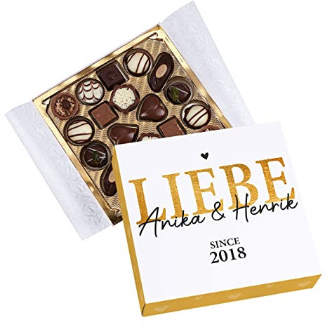 Herz & Heim® Valentinstags-Pralinen in personalisierter Geschenkverpackung - Liebe - inkl. Namensaufdruck