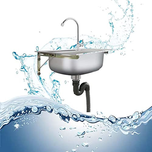 Fregadero De Acero Inoxidable, Fregaderos Rusticos, Lavabo Cocina, Fregadero Con Escurridor, Montaje En Pared Utilitario Hogar,Frega Apto Para Restaurantes, Cocinas, Lavaderos, Garajes (unidad:cm) (S