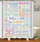 TJZ HOME Duschvorhänge, Bibelvers, Schrift, motivierendes und inspirierendes Zitat, buntes Design, Kunst, Badvorhang, 183 x 183 cm, Polyestergewebe für Badezimmer, Vorhang-Set mit 12 Haken (weiß)